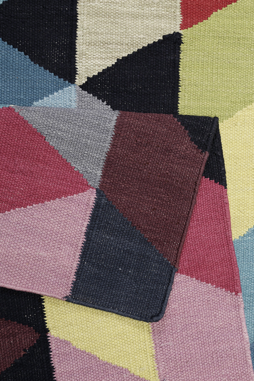 Esprit Kurzflor Kelim Teppich Bunt aus Baumwolle » Rainbow Triangle « –  green-looop